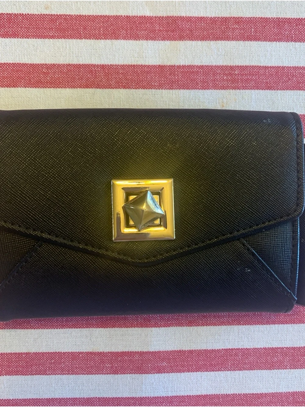 Nine West Black Envelope Wallet with Gold Closure